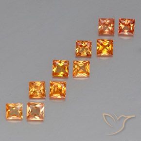 Zaffiro naturale arancione da 1,51 ct, quadrato, VVS-VS