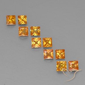 Zaffiro naturale arancione da 1,96 ct, quadrato, VVS-VS