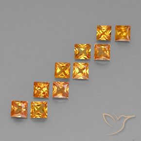 Zaffiro naturale arancione da 1,96 ct, quadrato, VVS-VS