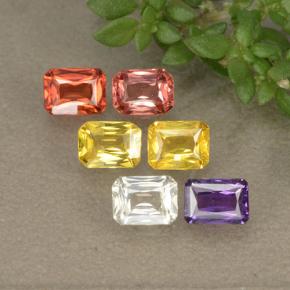 Zaffiro naturale multicolore da 1,55 ct, taglio smeraldo, VS