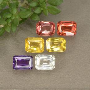 Zaffiro naturale multicolore da 1,55 ct, taglio smeraldo, VS