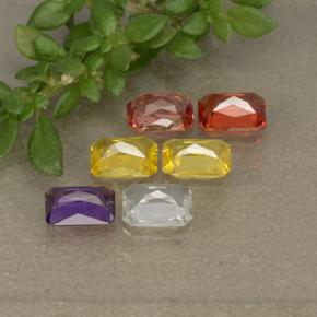 Zaffiro naturale multicolore da 1,55 ct, taglio smeraldo, VS