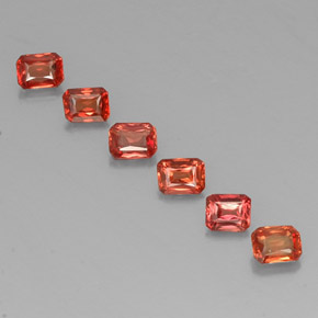 Zaffiro naturale arancione da 1,71 ct, taglio smeraldo, VS