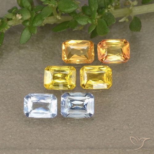 Zaffiro naturale multicolore da 1,47 ct, taglio smeraldo, VS