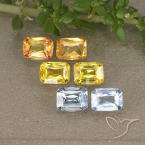 Zaffiro naturale multicolore da 1,47 ct, taglio smeraldo, VS