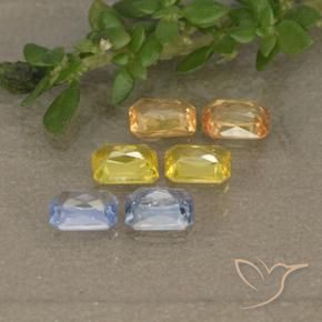 Zaffiro naturale multicolore da 1,47 ct, taglio smeraldo, VS