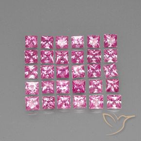 Gemme di Zaffiro Rosa scuro naturale da 5.01 ct, Quadrato, VVS-VS