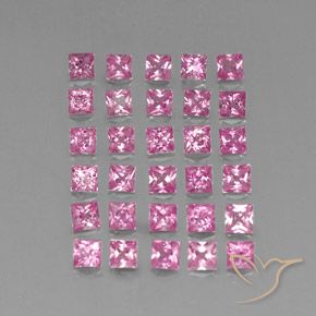 Gemme di Zaffiro Rosa intenso naturale da 4.68 ct, Quadrato, VVS-VS