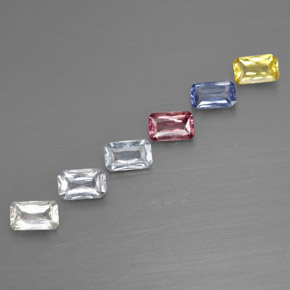 Zaffiro naturale multicolore da 1,76 ct, taglio smeraldo, VS