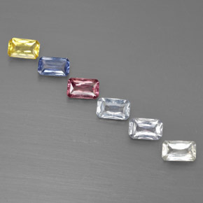 Zaffiro naturale multicolore da 1,76 ct, taglio smeraldo, VS