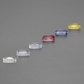 Zaffiro naturale multicolore da 1,76 ct, taglio smeraldo, VS