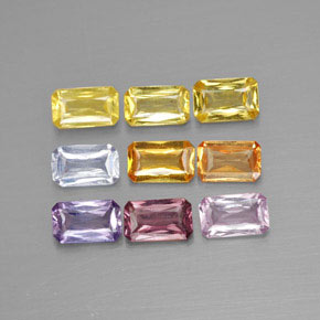 Zaffiro naturale multicolore da 2,54 ct, taglio smeraldo, VS