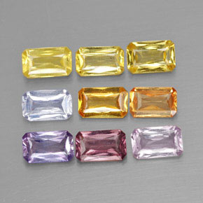 Zaffiro naturale multicolore da 2,54 ct, taglio smeraldo, VS
