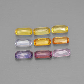 Zaffiro naturale multicolore da 2,54 ct, taglio smeraldo, VS