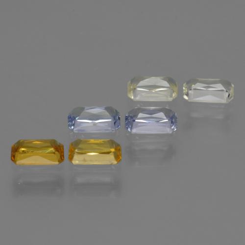 Zaffiro naturale multicolore da 1,98 ct, taglio smeraldo, VS
