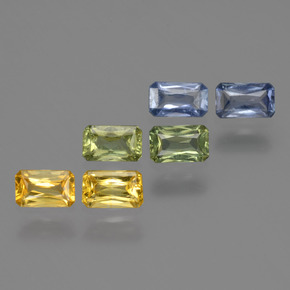Zaffiro naturale multicolore da 2,06 ct, taglio smeraldo, VS