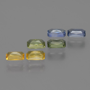 Zaffiro naturale multicolore da 2,06 ct, taglio smeraldo, VS