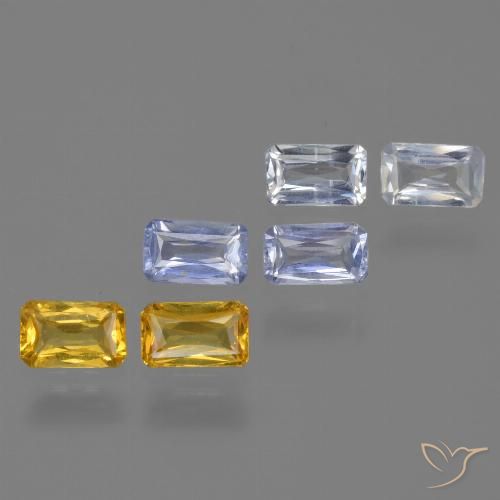 Zaffiro naturale multicolore da 2,11 ct, taglio smeraldo, VS