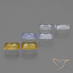 Zaffiro naturale multicolore da 2,11 ct, taglio smeraldo, VS
