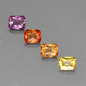 Zaffiro naturale multicolore da 2,22 ct, taglio smeraldo, VS