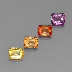 Zaffiro naturale multicolore da 2,22 ct, taglio smeraldo, VS