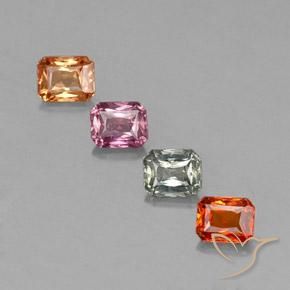 Zaffiro naturale multicolore da 2,04 ct, taglio smeraldo, VS