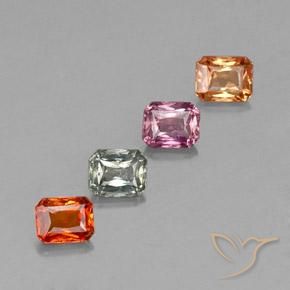 Zaffiro naturale multicolore da 2,04 ct, taglio smeraldo, VS