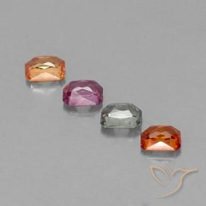 Zaffiro naturale multicolore da 2,04 ct, taglio smeraldo, VS