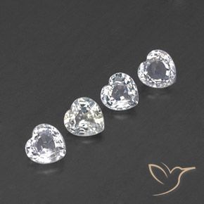 Gemme di Zaffiro Bianco bluastro naturale da 1.54 ct, Cuore, VVS-VS