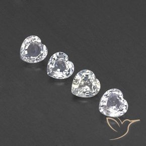 Gemme di Zaffiro Bianco bluastro naturale da 1.54 ct, Cuore, VVS-VS