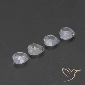 Gemme di Zaffiro Bianco bluastro naturale da 1.54 ct, Cuore, VVS-VS