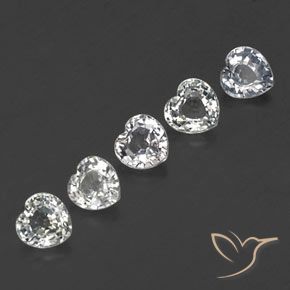 Gemme di Zaffiro Bianco bluastro naturale da 1.69 ct, Cuore, VVS-VS