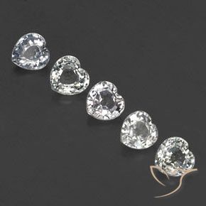 Gemme di Zaffiro Bianco bluastro naturale da 1.69 ct, Cuore, VVS-VS