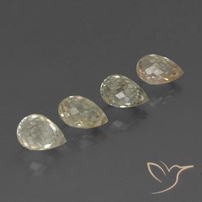 Gemme di Zaffiro Giallo chiaro verdastro naturale da 3.80 ct, Taglio briolette, VVS-VS