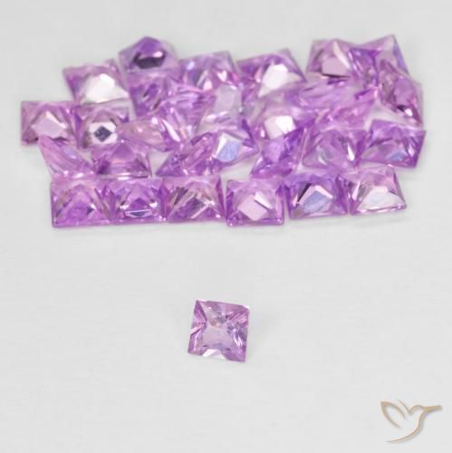 Gemme di Zaffiro Viola chiaro naturale da 2.57 ct, Quadrato, VVS-VS