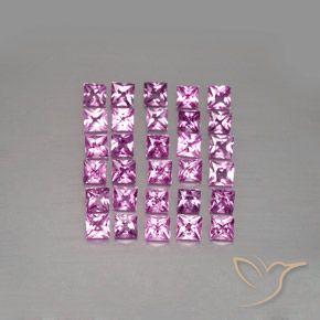Gemme di Zaffiro Rosa porpora chiaro reale naturale da 3.48 ct, Quadrato, VVS-VS
