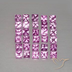 Gemme di Zaffiro Rosa porpora chiaro reale naturale da 3.48 ct, Quadrato, VVS-VS