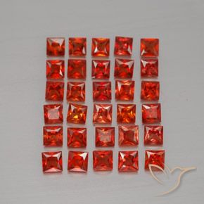 Zaffiro naturale arancione da 3,67 ct, quadrato, VVS-VS