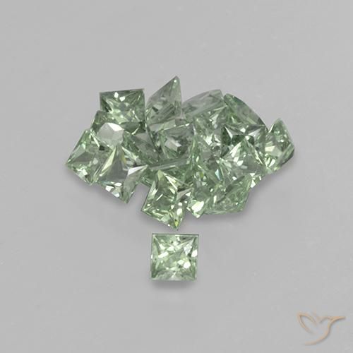 Gemme di Zaffiro Verde chiaro naturale da 2.31 ct, Quadrato, VVS-VS