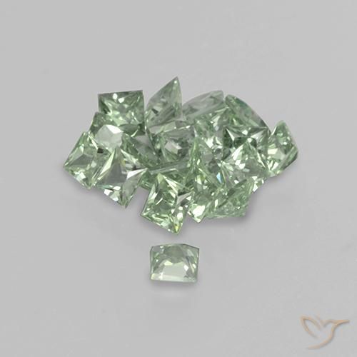 Gemme di Zaffiro Verde chiaro naturale da 2.31 ct, Quadrato, VVS-VS