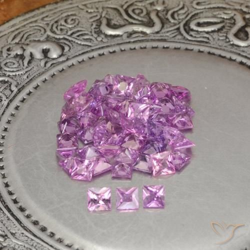 Gemme di Zaffiro Viola uva molto chiaro naturale da 4.38 ct, Quadrato, VVS-VS