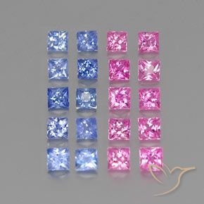 Gemme di Zaffiro Multicolore naturale da 2.83 ct, Quadrato, VVS-VS