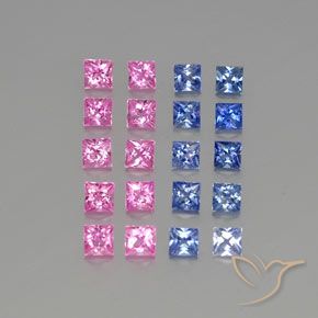 Gemme di Zaffiro Multicolore naturale da 3.79 ct, Quadrato, VVS-VS
