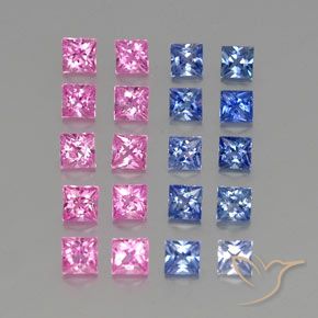 Gemme di Zaffiro Multicolore naturale da 3.79 ct, Quadrato, VVS-VS
