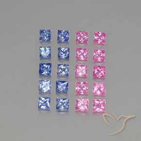 Gemme di Zaffiro Multicolore naturale da 3.35 ct, Quadrato, VVS-VS