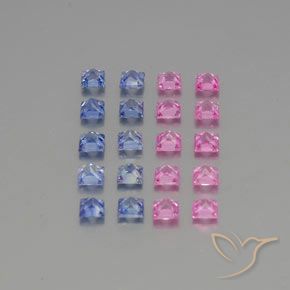 Gemme di Zaffiro Multicolore naturale da 3.35 ct, Quadrato, VVS-VS