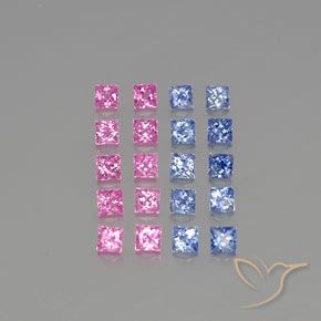 Gemme di Zaffiro Multicolore naturale da 2.50 ct, Quadrato, VVS-VS
