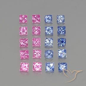 Gemme di Zaffiro Multicolore naturale da 2.50 ct, Quadrato, VVS-VS