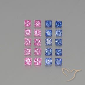Gemme di Zaffiro Multicolore naturale da 2.65 ct, Quadrato, VVS-VS