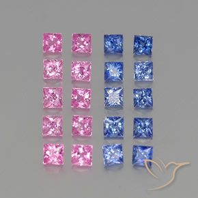 Gemme di Zaffiro Multicolore naturale da 2.65 ct, Quadrato, VVS-VS